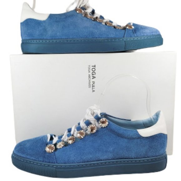Toga Pulla Lace-up Light Blue Suede Sneakers - Size 39 - Picture 8 of 12